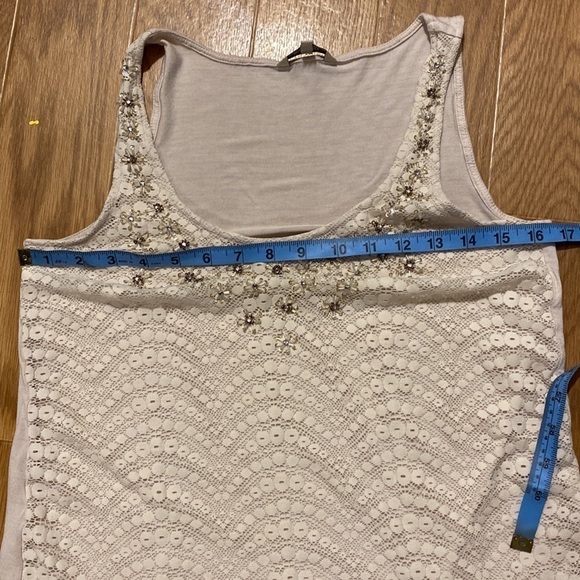 Rw & Co Women’s Crochet Lined Sequin bursts Cream Tank Top (Size  Small) - Picture 4 of 7